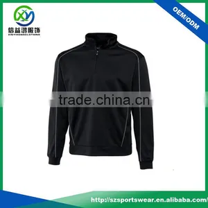 Black Color Simple Design Mens Dry Fit Half Zip Pullover, Moisture Wicking Golf Pullover thumbnail-1