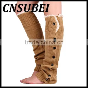 2016 Winter Christmas New Knitting Buttons Lace Boot Liner Acrylic Length Socks Thermal Women thumbnail-1