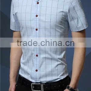 In the Summer of 2016 the New Men's Short Sleeve Shirt, Cultivate One's Morality Thin Section Checked Shirt Cotton Business Casu thumbnail-3