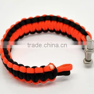 Orange Red Nylon 550 Cord Stainless Steel Shackle Survival Bracelet thumbnail-3