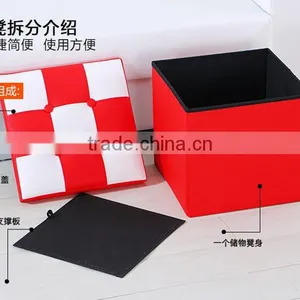 PU Leather Thick Foldable Shoes Storage Stool Box Bench Seat thumbnail-2