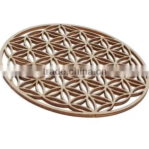 New Fashion Design Original Wood Pendants Flat Round Original Color thumbnail-3