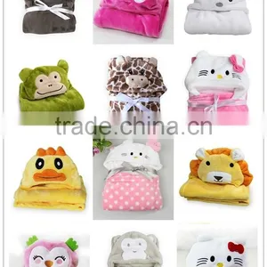 Wholesale Customized Animal Shape Solid Color Children Baby Hood Fleece Blanket Poncho thumbnail-5