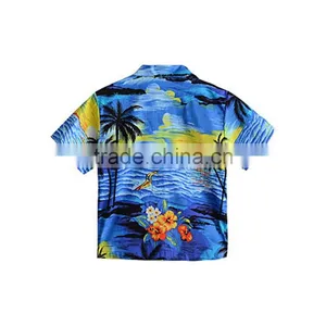 OEM Custom Coconut Button Print Boys Aloha Shirts thumbnail-2