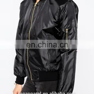 New Fashion Shiny Ribbed Bomber Jacket for Women in Life thumbnail-4