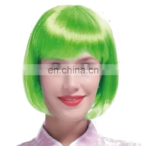 Bob Wig Ladies Short Full Bob Wigs Fancy Dress Party Straight Cosplay Green Wig FW2109 thumbnail-1