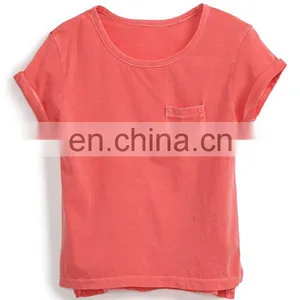 Cuffed Short Sleeve and a Pocket Detail Cropped Tee,girls Crop Tee,light Color Tee Custom thumbnail-1