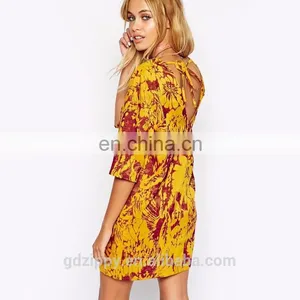 New Arrival Midi Sleeve Round Neck Loose Design Print Bangkok Dress thumbnail-2