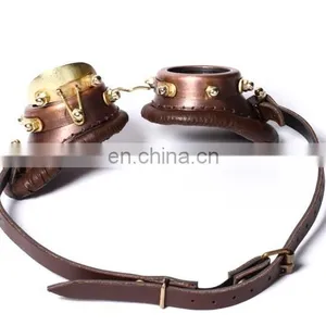 Steampunk Pilot Style Goggles With Cogwheel Screenprint Clear Glass thumbnail-2