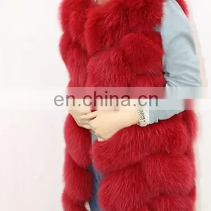 Factory Price Red Fox Fur Vest For Lady thumbnail-2