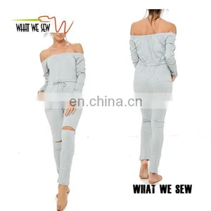 Custom off Shoulder Autumn Coat Fashion Gym Onesie for Women thumbnail-1