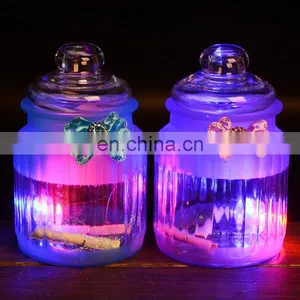 Led Light Glass Bottle With Secret Paper Note Bow Knot Colored Wishing Bottle With Charms Lucky Glass Bottle Cork thumbnail-1