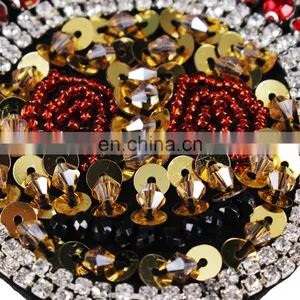 Hot Sale Beading Sequin Rhinestones Love Smaile Face Patches Badges For Clothing/Bag thumbnail-4