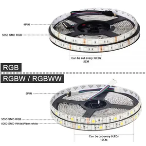 DC12V 5050 LED Strip RGB RGBW RGBWW 5M 10M Set LED Strip 5050 RGB 60LEDs/m + Touch Remote Controller+ 12V Power Adapter thumbnail-3