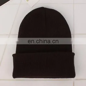 Customize Wholesale Multicolor Hooded Hat Solid Color Knitted Unisex Woolen Caps thumbnail-2