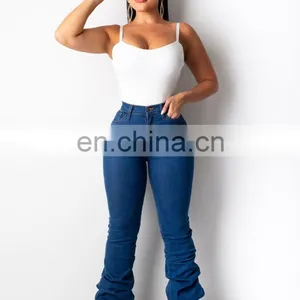 LAITE TR2009 Women Customized Casual Jeans Ladies Customized Skinny Pleated Jeans thumbnail-2