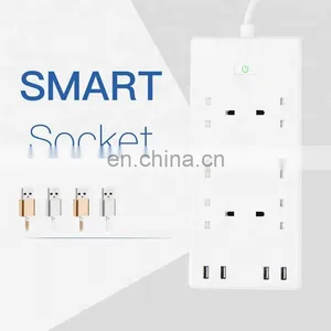 FRANKEVER IPhone Android Smartphone Control 6AC Electric Outlets WiFi Smart White Power Strip With 4 USB Charging Ports thumbnail-6