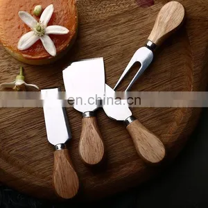 Stainless Steel Premium Personalised Custom Mini Acacia Small Wooden Handle 4 Pcs Cheese Knife Set thumbnail-3