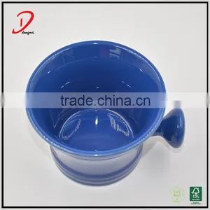 Wholesale Private Label Blue Ceramic Shaving Bowl With Handle thumbnail-3