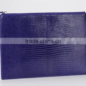 Luxury Lizard Skin and Sheep Leather Women Clutch Bag Leather Wrist Bags Wristlet Handbag for Men thumbnail-3
