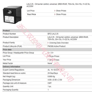 LAL2.25 BPZ:LAL2.25 MFN:LAL2.25 Siemens Boiler Combustion Controller AC230V thumbnail-1