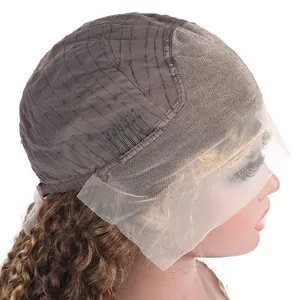 Highlight Wig Human Hair 13X4 Kinly Curly Frontal Wig P4/27 Honey Blonde Highlighted Lace Frontal Wigs For Women thumbnail-4