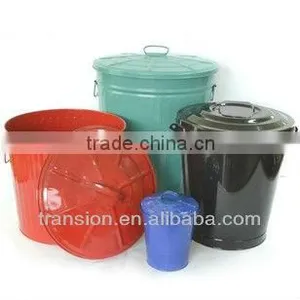 4L Galvanized Waste Bins Household Garbage Barrels With Open Top thumbnail-1