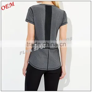 Polyester Spandex Wholesale Woman Sports Yoga Wear Fashion Fitness Gym T-Shirt thumbnail-2