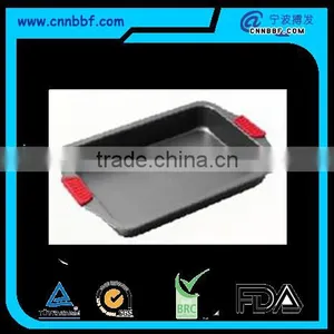 Nonstick Carbon Steel Rectangle Baking Tray With Two Silicone Handle thumbnail-1