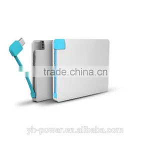 2600mAh Credit Card Power Bank Portable Charger Built-in Cable Bank thumbnail-1