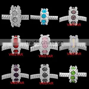Vnistar Silver Plated Beads With 8 Pieces Stone Beads in Different Colors Size in 6*11mm PBD850 for Bracelet thumbnail-1
