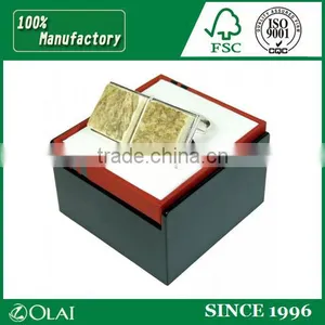 Square Black Wood Cufflink Box thumbnail-1