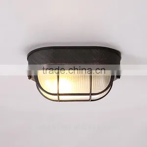 Luxury Ceiling Lamg With Rust Metal Included Glass and Iron Line Cage thumbnail-1