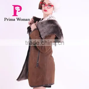 New Design Used Long Winter Women Coat With Medium Length Wool Fur thumbnail-3