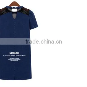 2014 Ladies Mesh Short Sleeve New Design Party Women China Online Shopping Wholesale Sexy Denim Dress,vintage Retro Girl Dress thumbnail-3