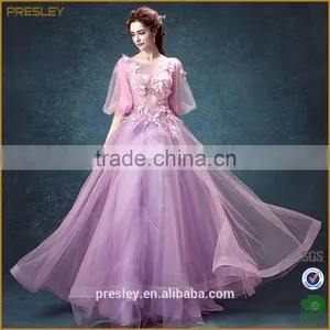Unique Design Sleeveless Peach Chiffon Half Sleeve Evening Dress thumbnail-1