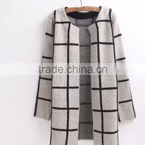 Round Neck Long-sleeved Long Section Women Cardigan Cheap Long Cardigans thumbnail-1