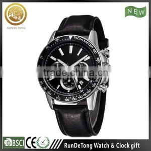 Chronograph SS Genuine Leather Sport Men Watch thumbnail-1
