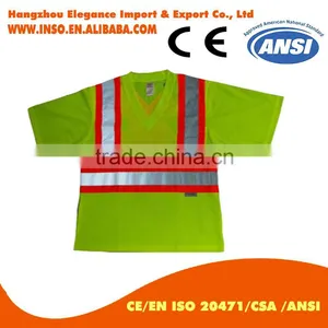 Cotton hi Viz Shirt Polyester Dry Fit Shirts V-neck High Visibility T-shirt thumbnail-2