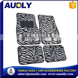 Universal Fit Animal Print Carpet Floor Mats for Cars / Truck - Zebra White Tiger thumbnail-2