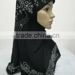H123 New Design One Piece Muslim Hijab With Rhinesones thumbnail-1