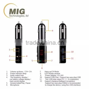 New Wireless Car Charger Bluetooth Handsfree Car Kit FM Transmitter thumbnail-6