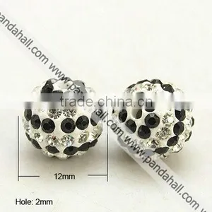 Newest! Wholesale Chunky Beads Hallowmas Zebra Stripe With Clear Rhinestone Beads For Gumball Necklace Making (RB-C1439-12mm-1) thumbnail-1