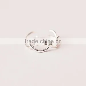 New 925 Sterling Silver Jewelry, Silver Wave Ring Opening Tail Ring Joint Ring Jewelry Wholesale thumbnail-3
