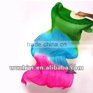 2012 Wholesale Green Blue Rose Mixing Color Belly Dance Silk Fans Veil DJ1022 thumbnail-1