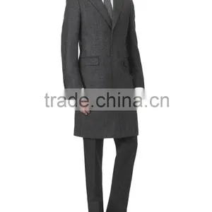 2015 New Style 100% Cashmere Classic Grey Herringbone Custom Mens Business Coat thumbnail-1
