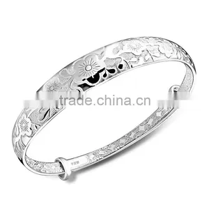 925 Sterling Silver Latest Flower Design Bangles And Bracelet B0809 thumbnail-1