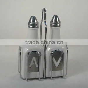 Porcelain Oil/vinegar Set With Chromeplated Rack thumbnail-1