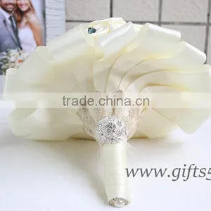 Elegant White Wedding Bridal Bouquet With Blue Ctrystal Wholesale thumbnail-4