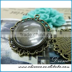 Fashion Round Antique Bronze Silver Gold Glass CABOCHON Necklace Pendant Setting 25mm Round Cameo Setting thumbnail-5